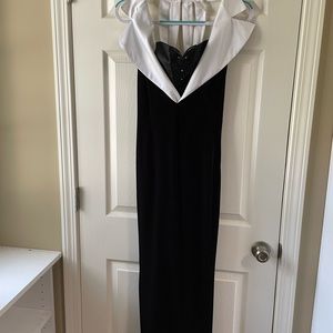 Black with white halter top formal